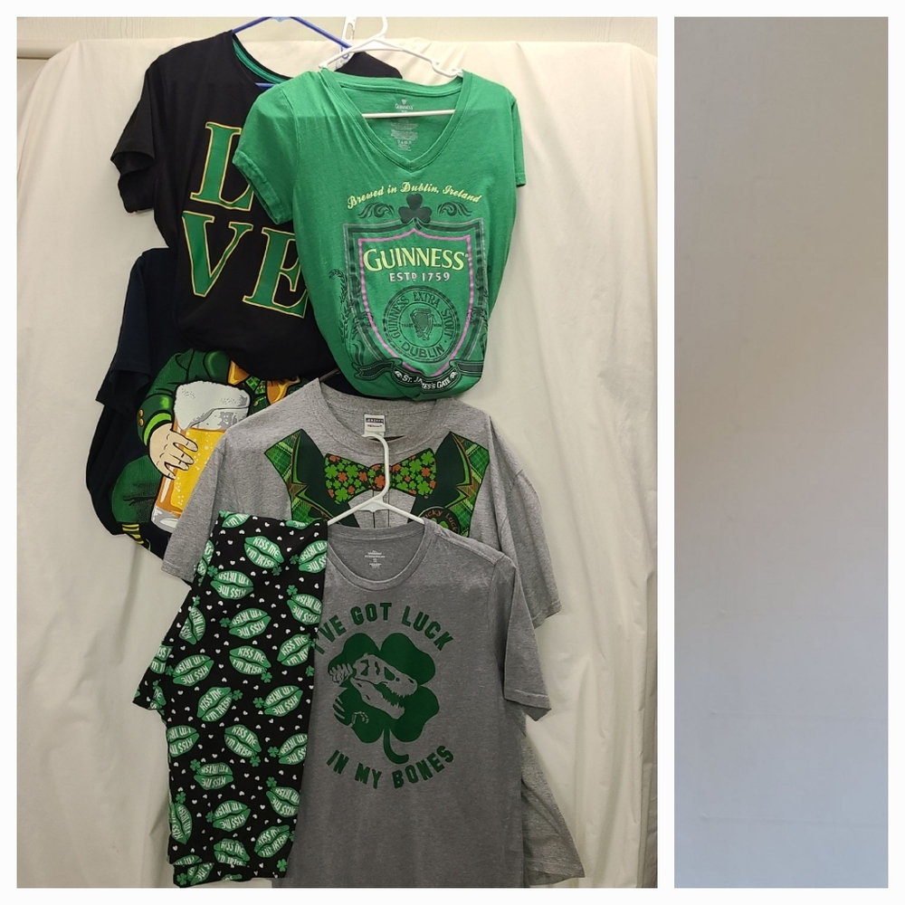 Lot 6 St. Patrick's Day 5 Shirts 1 legging Shamrock L / M